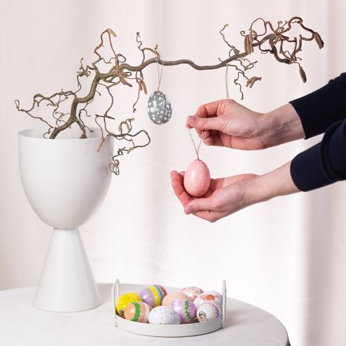 Product Easter egg ornaments as decorative ideas. Charming Easter decoration accessories, 6cm, 6 pieces.