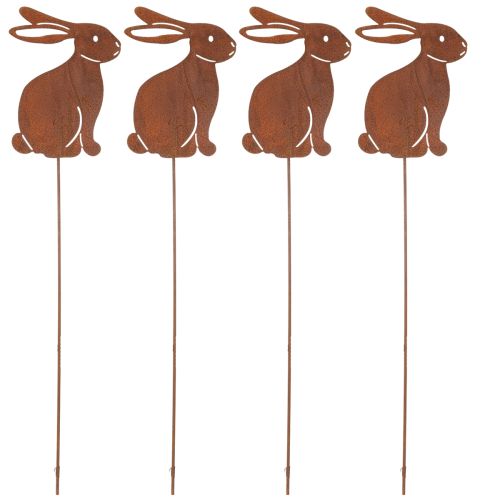 Product Easter bunny garden stake made of metal for stylish spring decoration outdoors, 80cm, 4 pieces