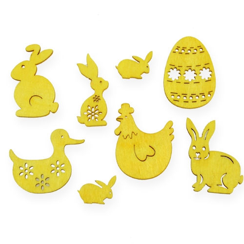 Wooden assortment with Easter motifs 2cm - 4cm 108pcs