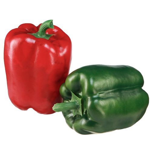 Floristik24 Paprika Decoration Red Green Artificial Net Ø8cm H11,5cm 4 pcs