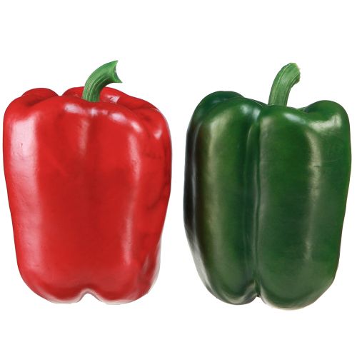 Product Paprika Decoration Red Green Artificial Net Ø8cm H11,5cm 4 pcs