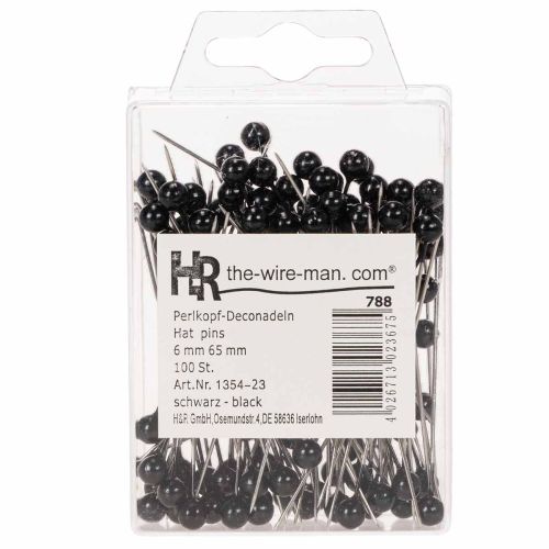 Black Pearl Head Pins Ø6mm