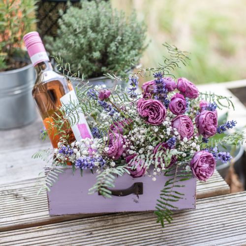 Product Planter Decorative Drawer Shabby Chic Wood Purple 25×13×8cm