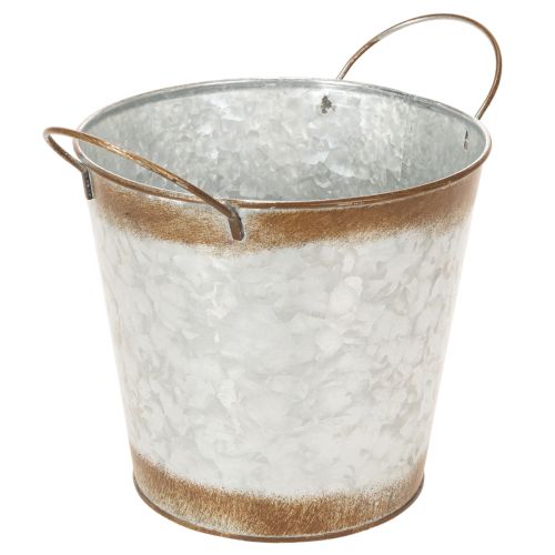 Floristik24 Metal planter, flower bowl, plant pot with silver handles, weathered steel finish, Ø18cm H20cm
