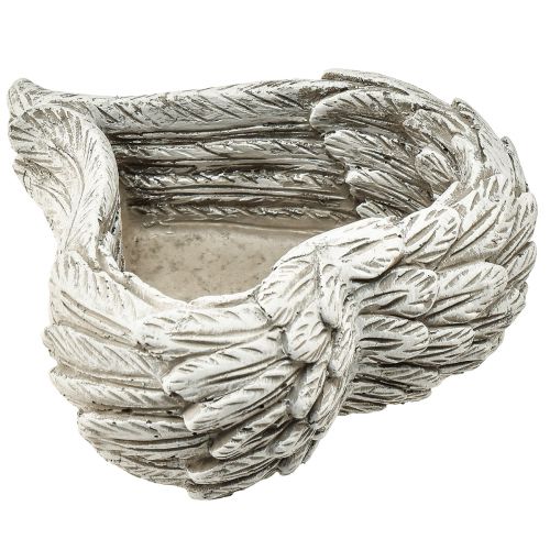 Plant heart feathers cast stone heart grey white 13×12×6cm 2pcs | Floristik24.co.uk