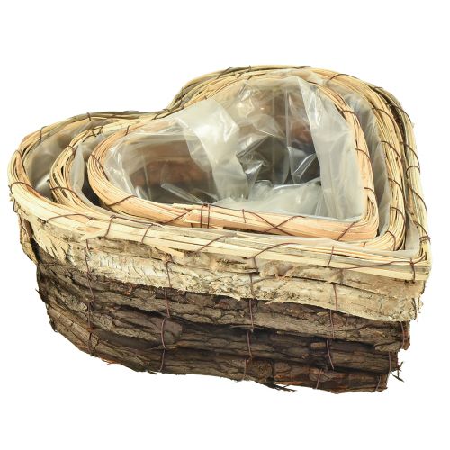 Product Plant heart wooden plant bowl 3-coloured 30/26/20.5cm set of 3