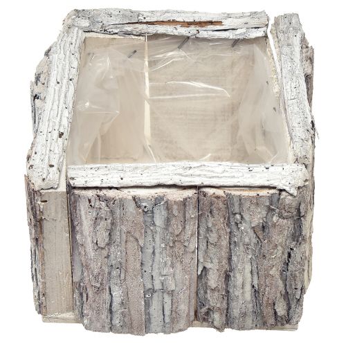 Product Planter Wood with Bark Natural White 17/24cm Set of 2