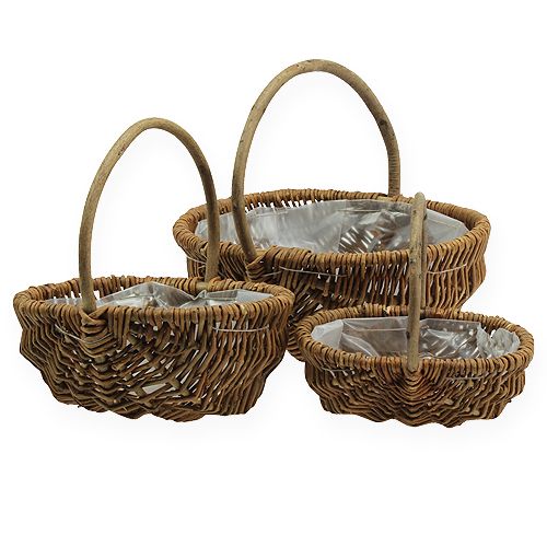 Floristik24 Potato basket 32/27.5/23.5cm with foil nature 3pcs