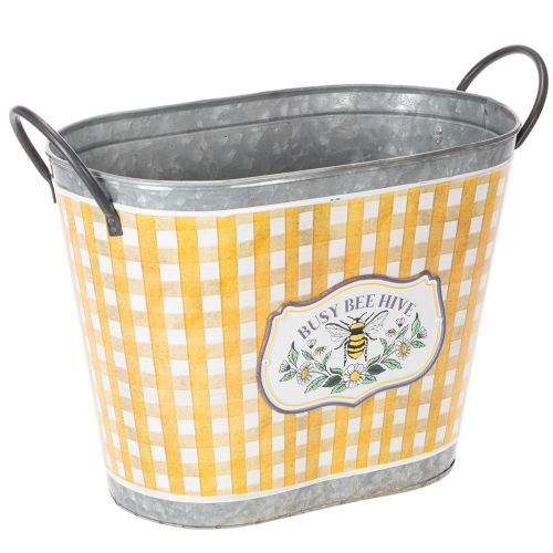 Floristik24 Oval plant pot with bee design, checkered pattern, summer decoration, planter, 38×24×29cm