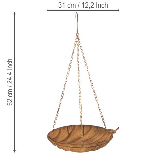 Decorative hanging bowl, garden decoration, rust look, Ø31cm, L62cm | Floristik24.co.uk