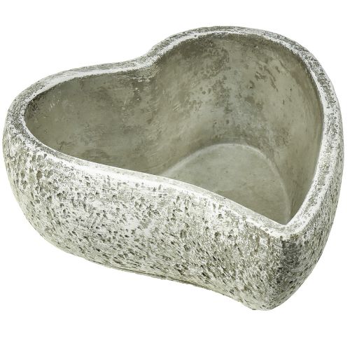 Floristik24 Plant bowl heart grave decoration plant heart grey white 18×19cm H7.5cm