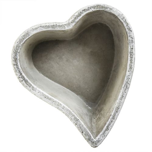 Floristik24 Plant bowl heart grave decoration plant heart grey white 18×19cm H7.5cm