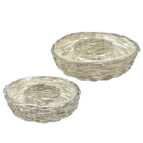 Floristik24 Plant bowl plant ring natural white willow Ø35/30cm set of 2