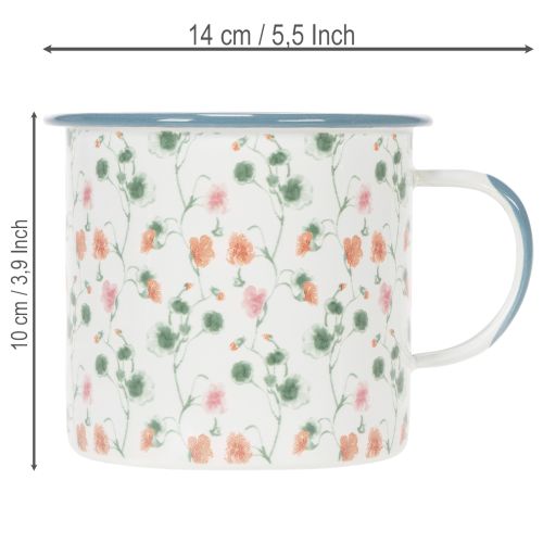 Product Enamel plant pot, decorative cup with floral motifs, Ø11cm