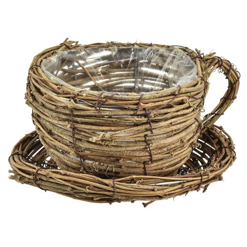 Floristik24 Plant cup with plate plant pot vine natural Ø19cm H9cm