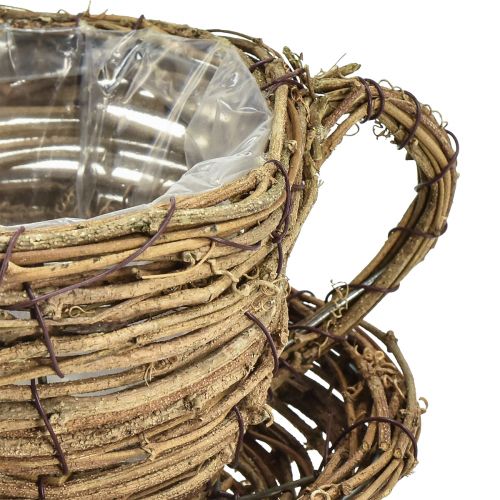 Product Plant cup with plate plant pot vine natural Ø19cm H9cm