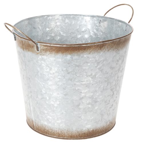 Floristik24 Plant pot with handles, decorative bowl with rust finish, silver metal container Ø26cm H25.5cm