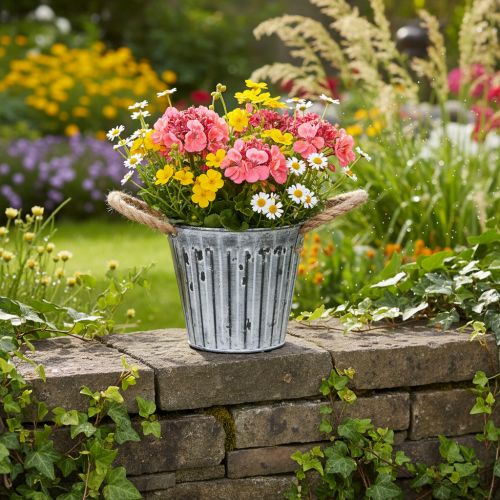 Plant pot with handles, metal planter, decorative pot for planting Ø14.5cm | Floristik24.co.uk