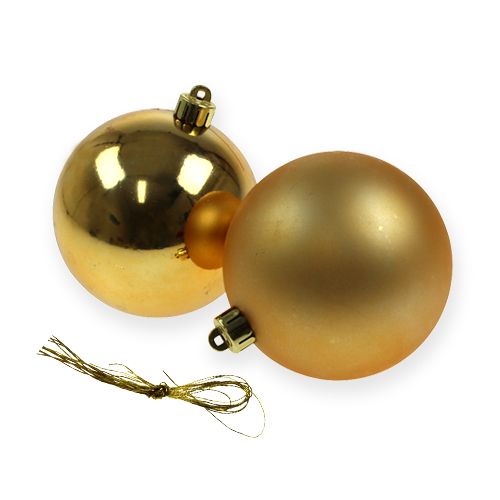 Product Christmas tree balls plastic gold 8cm 6pcs