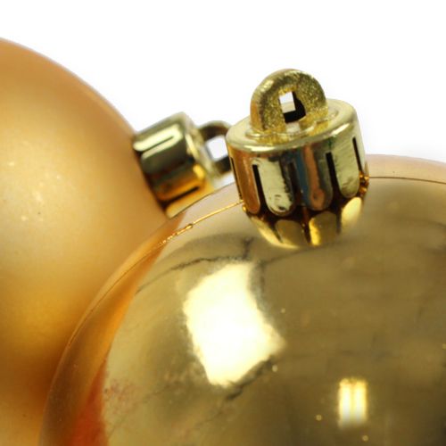 Product Christmas tree balls plastic gold 8cm 6pcs