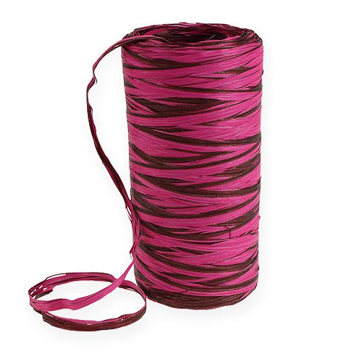 Floristik24 Raffia ribbon bicolor pink-brown 200m