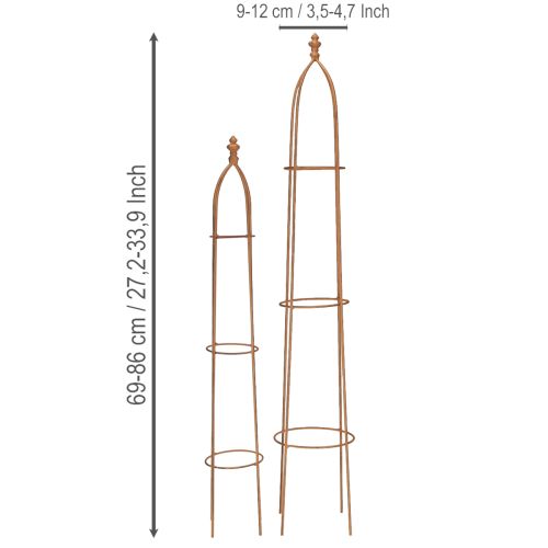 Trellis metal rust look obelisk 69/86cm set of 2 | Floristik24.co.uk
