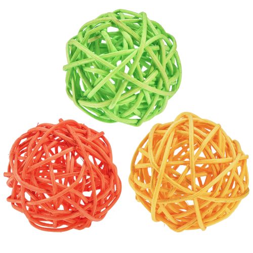 Product Rattan balls table decoration rattan green yellow orange sorted Ø5cm 24 pcs