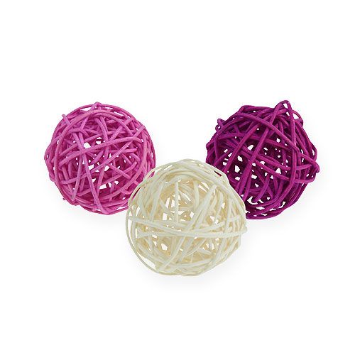 Floristik24 Rattan ball lilac, purple, bleached Ø4,5cm 30pcs