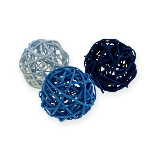 Floristik24 Rattan ball light blue, blue, dark blue 30pcs.