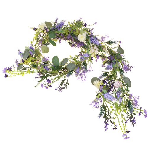 Floristik24 Romantic flower garland in purple pink white L194cm 2pcs