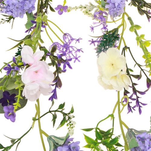 Floristik24 Romantic flower garland in purple pink white L194cm 2pcs