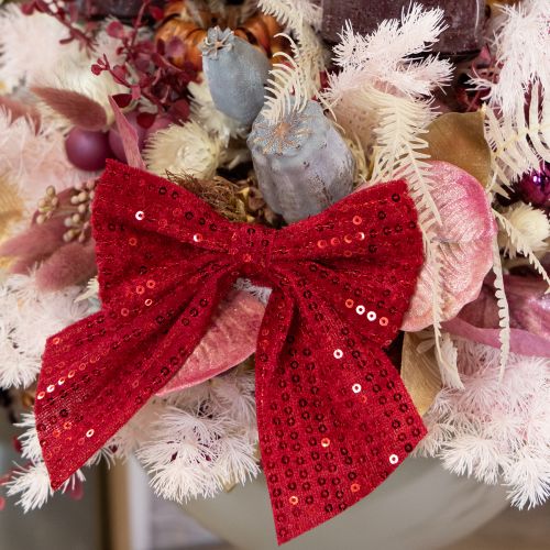 Product Red velvet bows gift bows sequins 12cm 4pcs