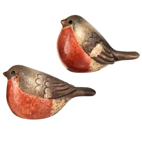 Product Ceramic Robin Decorations – Red and Natural Tones, 5.4 cm – Perfect for Garden and Home – 4 pcs