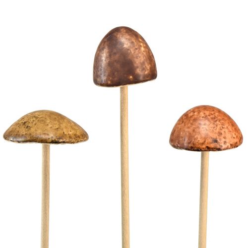 Floristik24 Rustic ceramic mushrooms on a stick – atmospheric autumn decoration 4cm 6 pcs