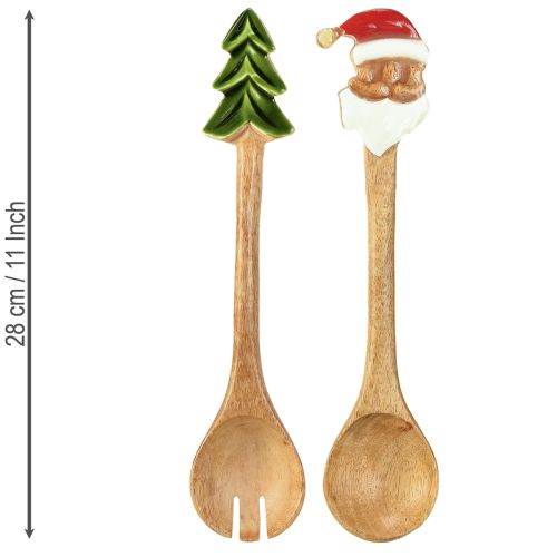 Product Salad servers wooden cutlery for Christmas 28cm set of 2