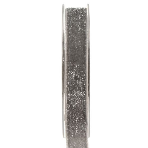 Floristik24 Velvet ribbon with glitter decorative ribbon velvet grey silver 20mm 10m