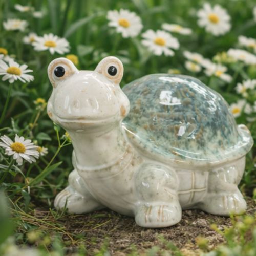 Product Ceramic turtle figurine as an eye-catcher in the living area, decorative figure, 22cm