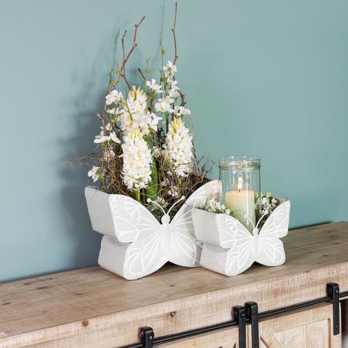 Product Butterfly Metal Flowerpot Green 22.5/30cm Set of 2