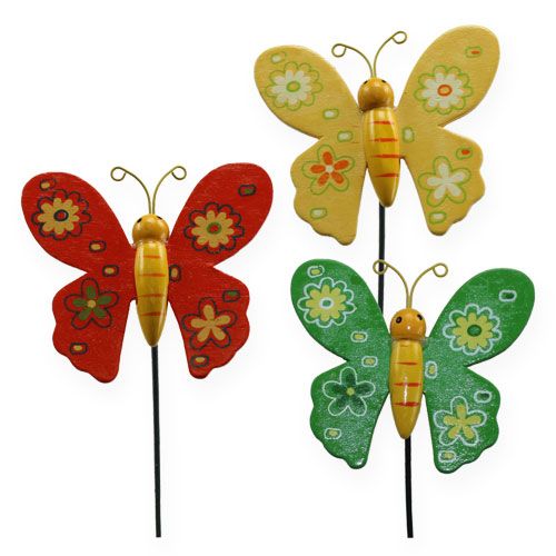 Floristik24 Colorful butterflies on a stick 7cm 24pcs