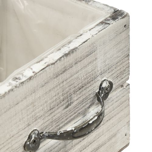 Product Wooden Drawer Set with Handle, White Wiped, 12x12cm &amp; 9x9cm - Rustic Storage - Set of 2