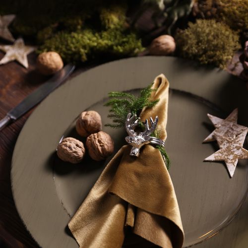 Floristik24 Napkin rings silver deer metal napkin holder Ø4cm 4 pcs