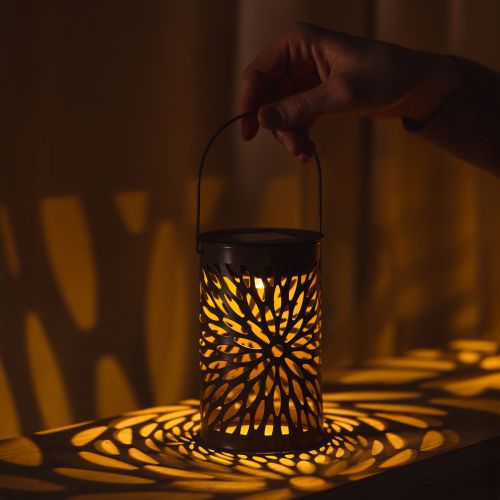 Product Solar lantern outdoor garden lighting with delicate pattern for summer nights 22cm 3pcs