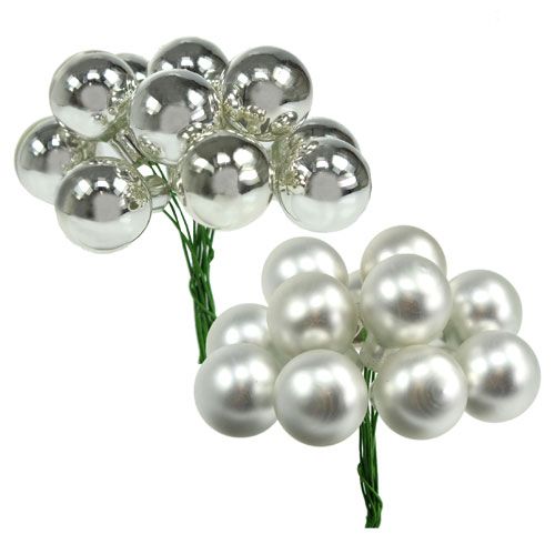 Floristik24 Mirror berries silver mix 20mm 140p