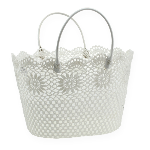Floristik24 Crochet bag with handle White 48cm x 33cm x 30cm