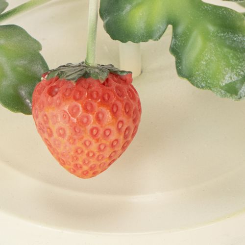Product Metal taper candle holder with strawberry decoration, cream, round, H26cm