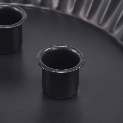 Product Designer metal candle holder in cake shape – Black, Ø 24 cm – Elegant table decoration for 4 candles – 2 pieces