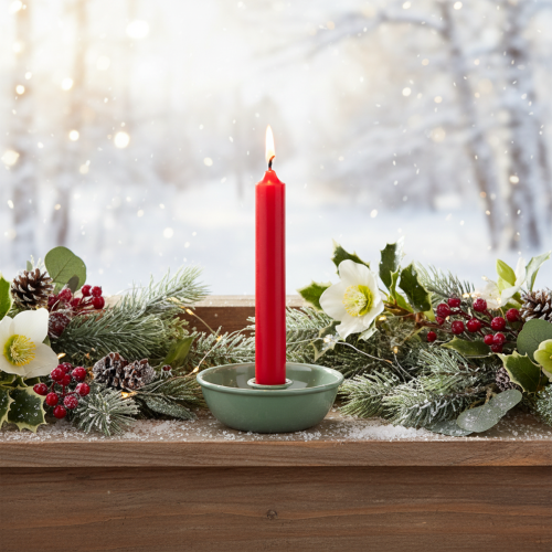 Taper Candle Holders Set of 2 Green Metal 10cm for Arrangements and Decorations | Floristik24.co.uk