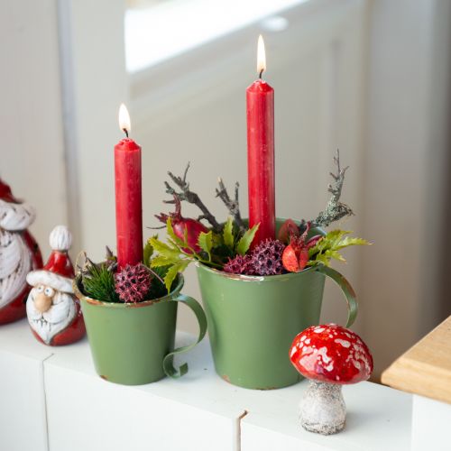 Product Candle holder vintage cup decoration metal green Ø11cm H11cm