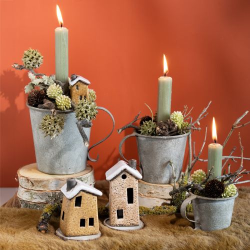 Product Candle holder vintage cup candle holder metal grey Ø9.5cm H8cm 3pcs