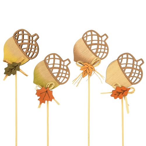 Product Flower sticks wooden acorns decoration autumn 7x10cm 12 pcs